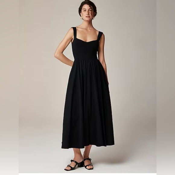 J.CREW Size XL Black Sweetheart tank dress with poplin skirt - Picture 2 of 16
